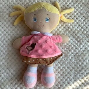 Cute Kids Preferred Plush Soft Doll Yellow Hair Pink Dress Stuffed Girl Toy